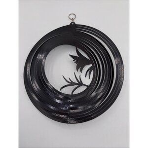 11" Gauge Metal Wind Spinner Garden Decor Black/Red Speckles Lily